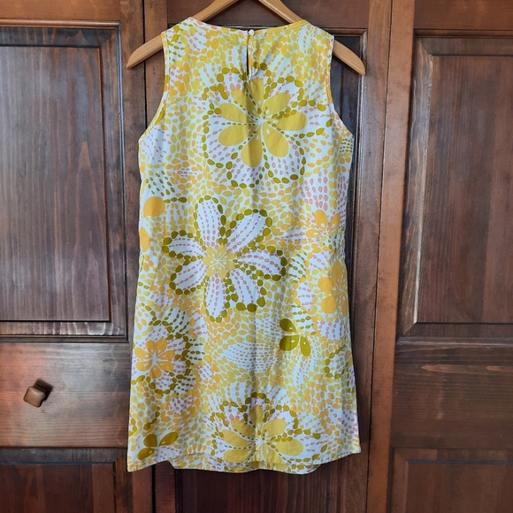 J. Crew 100% Cotton Golden Yellow Floral Sleeveless Tank Mini Dress 93618 Size 6 - Picture 9 of 12